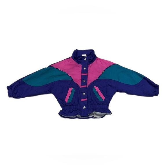 Vintage 80s Kids Neon Bomber Jacket - Picture 1 of 3
